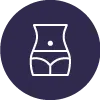 Simple line icon of a human waist and hips, perfect for group fitness branding.